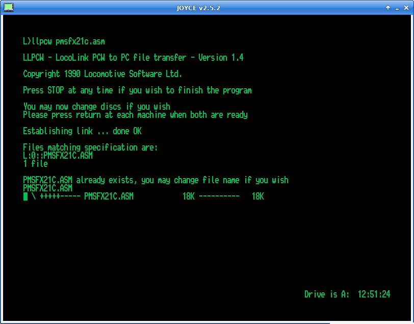 [Screenshot of LocoLink 1.4 running under emulation